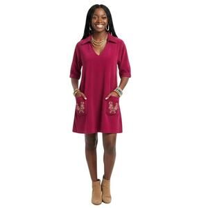 VTG 1990s–2000s April Cornell Corduroy Mini Dress Embroidered Pockets M/L